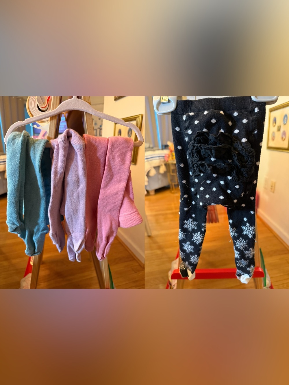 Hanna Andersson Baby Footed Tights Bundle 4 Pairs Size 70cm Cotton Knit Ruffle